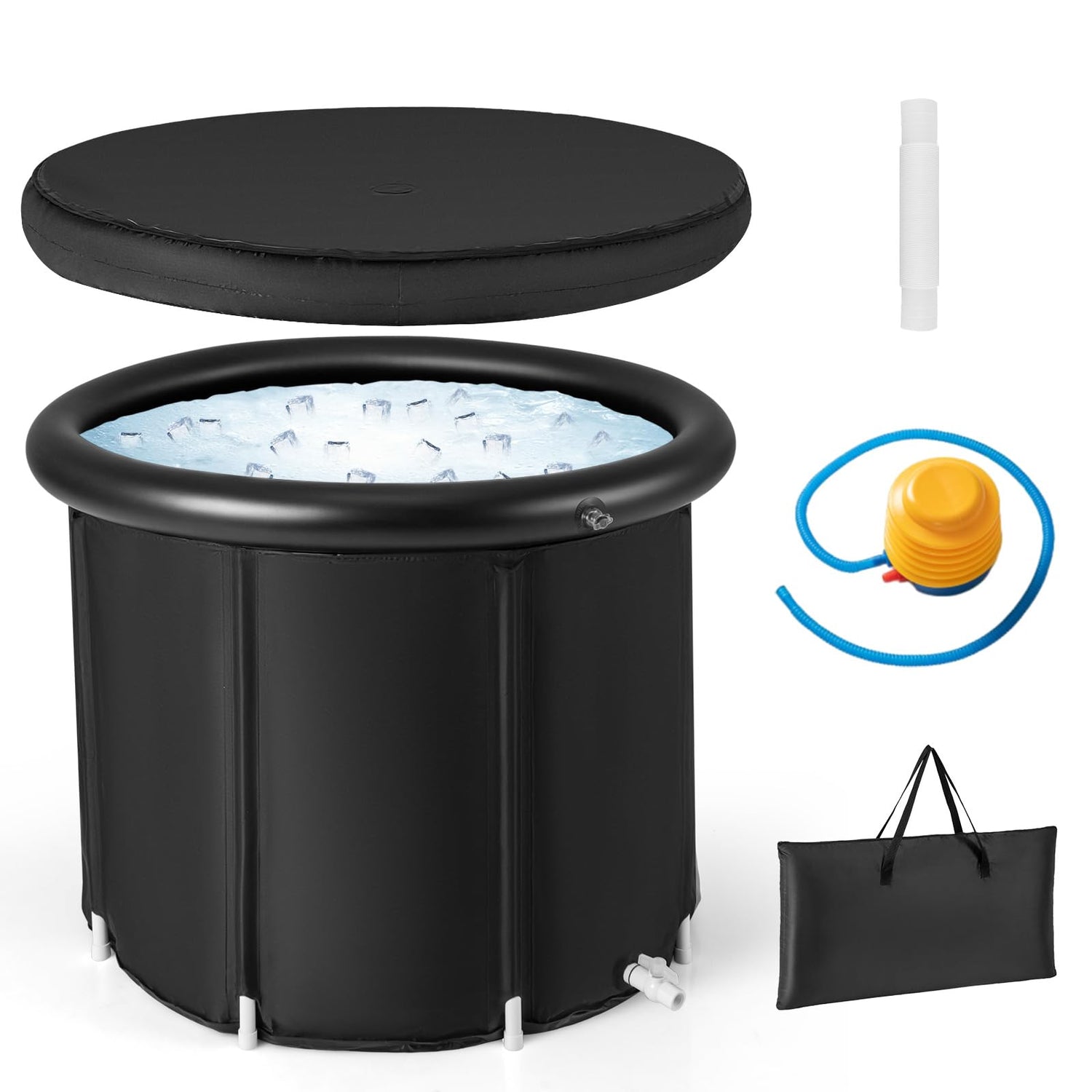 GYMAX Ice Bath Tub, 116 Gallons Capacity Cold Plunge Tub with Pump, Cover & Carry Bag