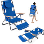 GYMAX Tanning Chairs 3 in 1 Backpack Beach Lounger