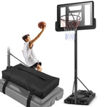 GYMAX Basketball Hoop, 5.9-10 FT Adjustable Basketball Goal with Shatterproof Backboard & 2 Nets