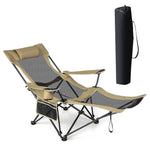GYMAX Camping Chair, Adjustable Reclining Lounge Chair w/Removable Footrest, Padded Pillow, Cup Holder & Side Pocket