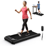 GYMAX Walking Pad, 2.25HP Under Desk Treadmill with LED Display, Remote Control & 7-Layer Belt