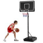 GYMAX Basketball Hoop Outdoor, 8.9-10.5 FT Height Adjustable Portable Basketball Hoop w/Shatterproof Backboard & Fillable Base