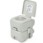 GYMAX Portable Toilet, Porta Potty RV Toilet with 5.3 Gallon Waste Tank & Flush Pump