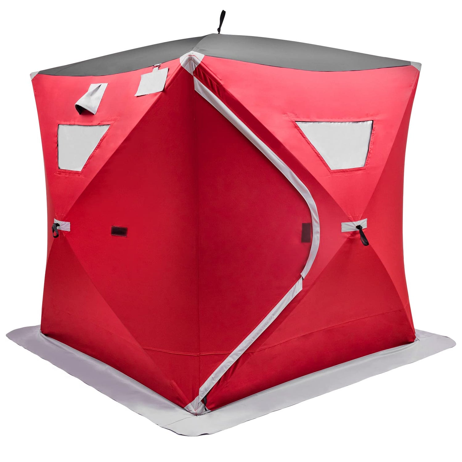 GYMAX Pop-Up Ice Fishing Shelter, Waterproof & Windproof Ice Tent with Carrying Bag, Zippered Door
