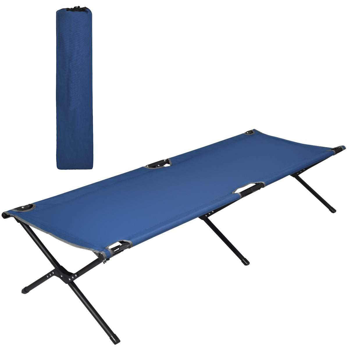 GYMAX Folding Camping Cot, Heavy Duty Portable Military Cot with Oxford Fabric
