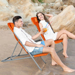 GYMAX Beach Chair, 2/4Pcs Low Beach Lounge for Adults with 3-Level Adjustable Backrest & Removable Pillow