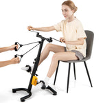 GYMAX Pedal Exerciser for Seniors, Hand Arm Leg and Knee Folding Pedal Exercise Bike with Adjustable Handgrip