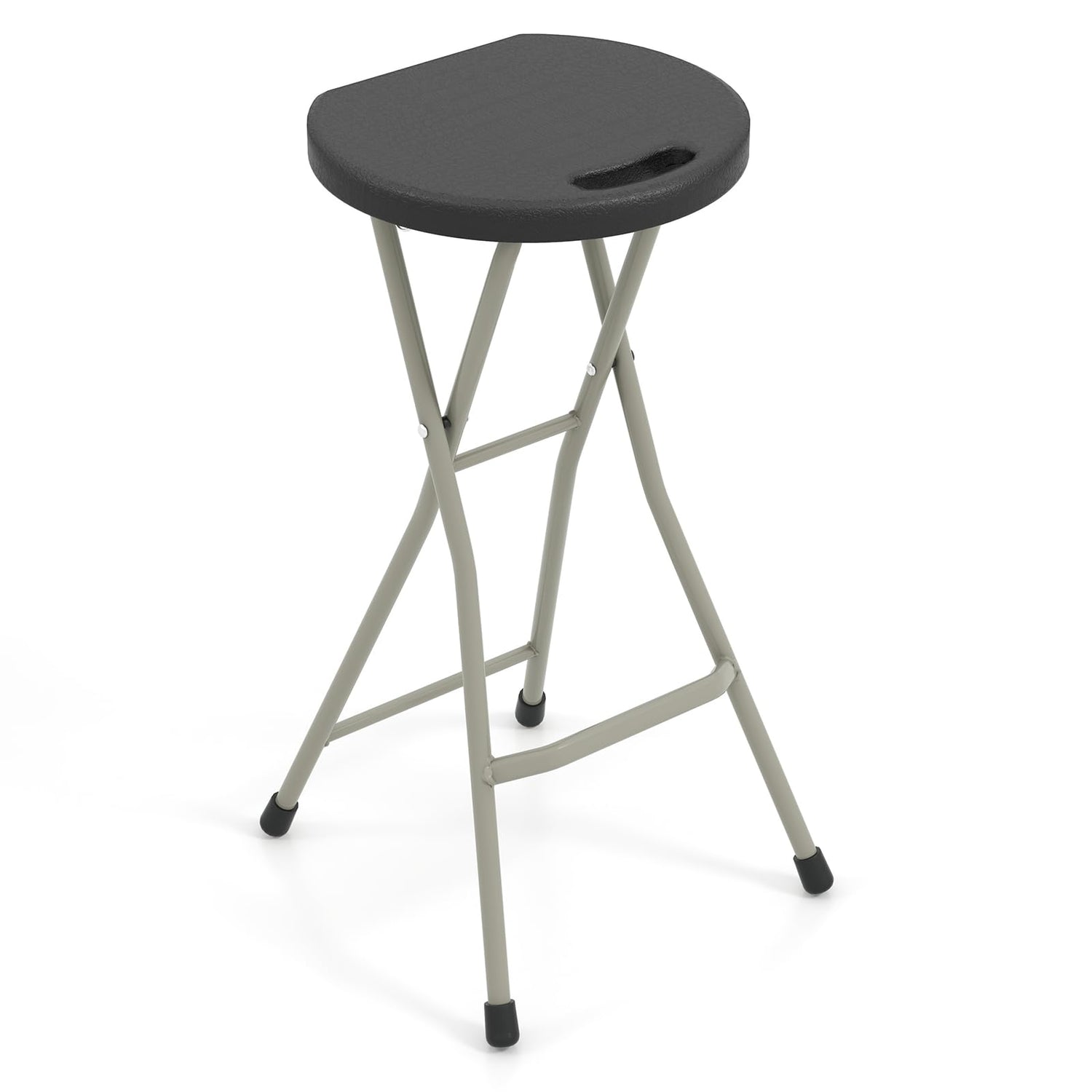 GYMAX Folding Stool, 28in Portable Collapsible Bar Stool with Handle & Steel Frame