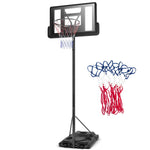 GYMAX Portable Basketball Hoop, Adjustable Basketball System with Transportation Wheels & Shatterproof Backboard