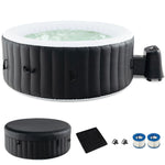 GYMAX Hot Tub, Inflatable Hot Tub with 130 Soothing Bubble Air Jets, Insulated Lockable Cover