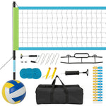 GYMAX Volleyball Net Portable Volleyball Set with Adjustable Poles & Anti-Sag Design