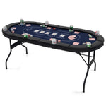 GYMAX Poker Table Foldable 8-Player Texas Holdem with Metal Cup Holders
