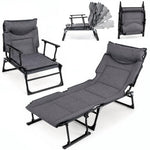 GYMAX 2 in 1 Convertible Lounge Chair Outdoor with Pad Pillow 6 Level Adjustable
