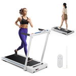 GYMAX Walking Pad Treadmill, 3 in 1 Folding Treadmill with Removable Desktop, Remote & 12 Preset Programs