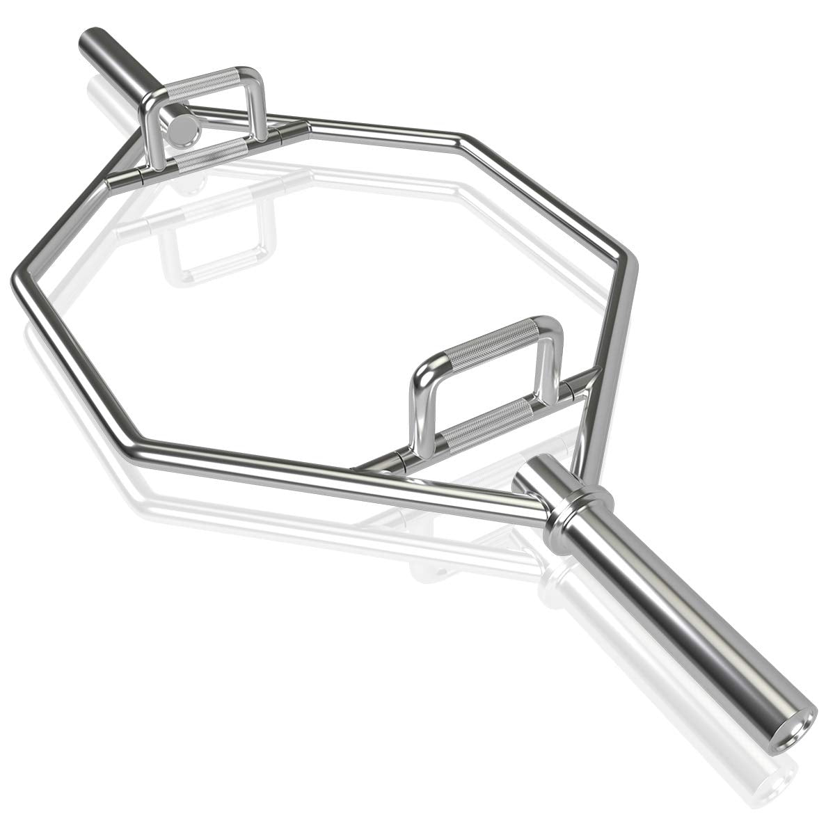 GYMAX Olympic Folding Trap Bar - 56" Chrome Hex Weight Lifting Bar for Squats