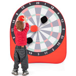 GYMAX Giant Kick Darts, Folding Kick & Throw Soccer Target Dartboard with 4 Kick Balls, Carrying Bag