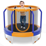 GYMAX Trampoline for Kids, 48” Toddler Trampoline with Enclosure Net, Non-Slip Handrail & Anti-Slip Foot Pads