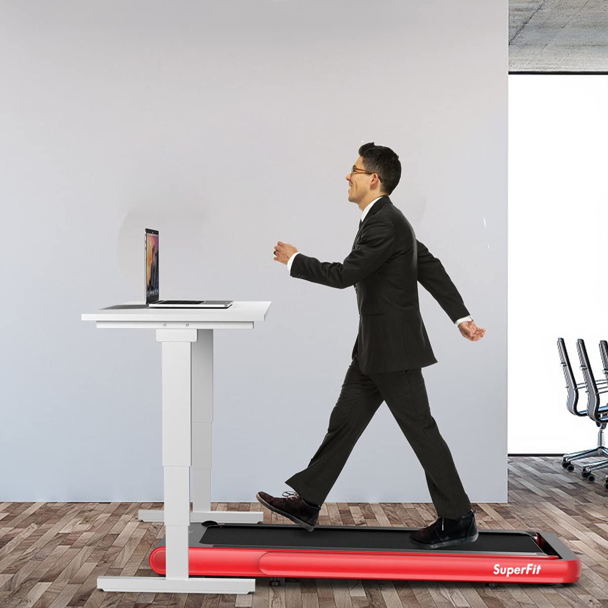 GYMAX Under Desk Folding Treadmill, 4.75HP 2 in 1 Running Walking Machine with Heart Rate Control