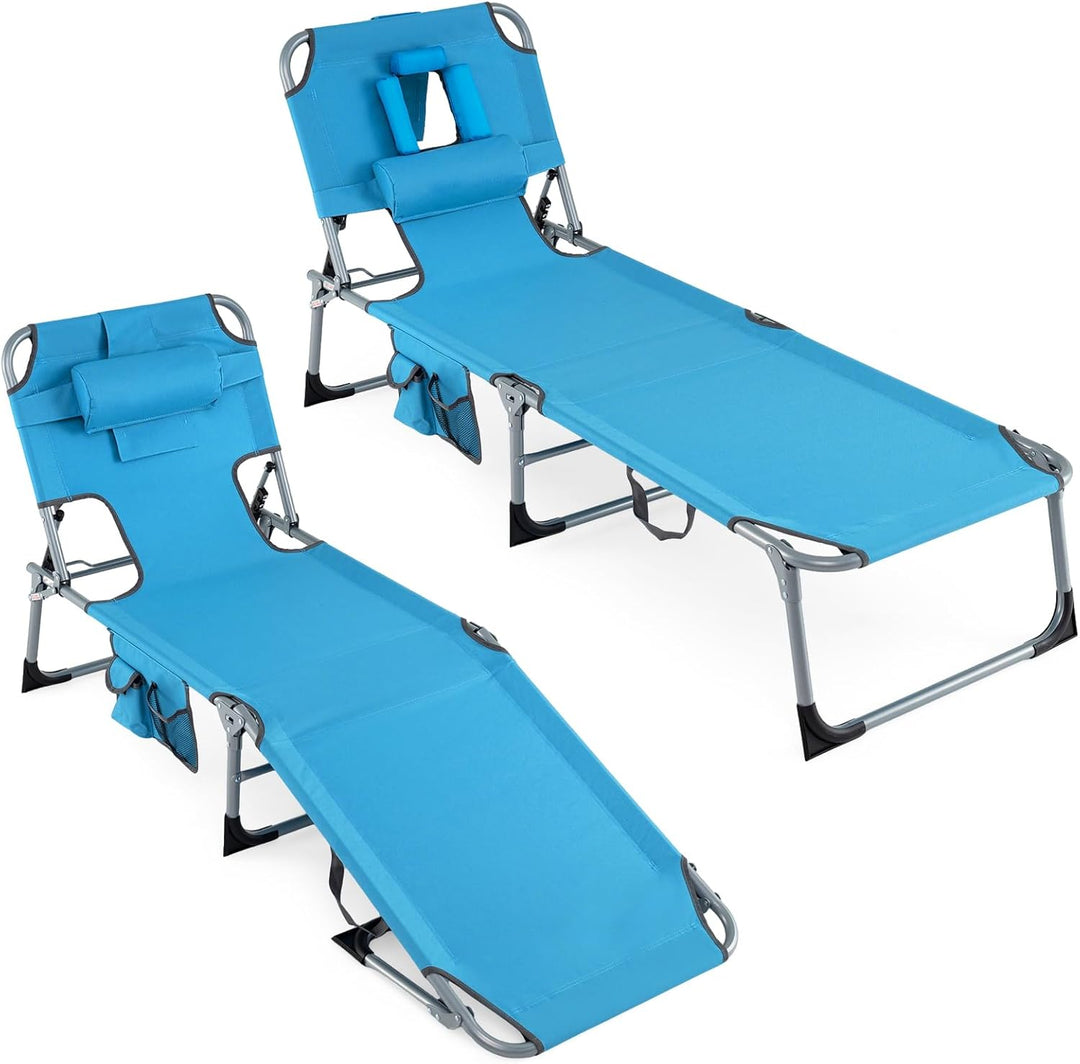 GYMAX Tanning Chair with Face Hole Sun Bathing Lounge Chairs（1/2）