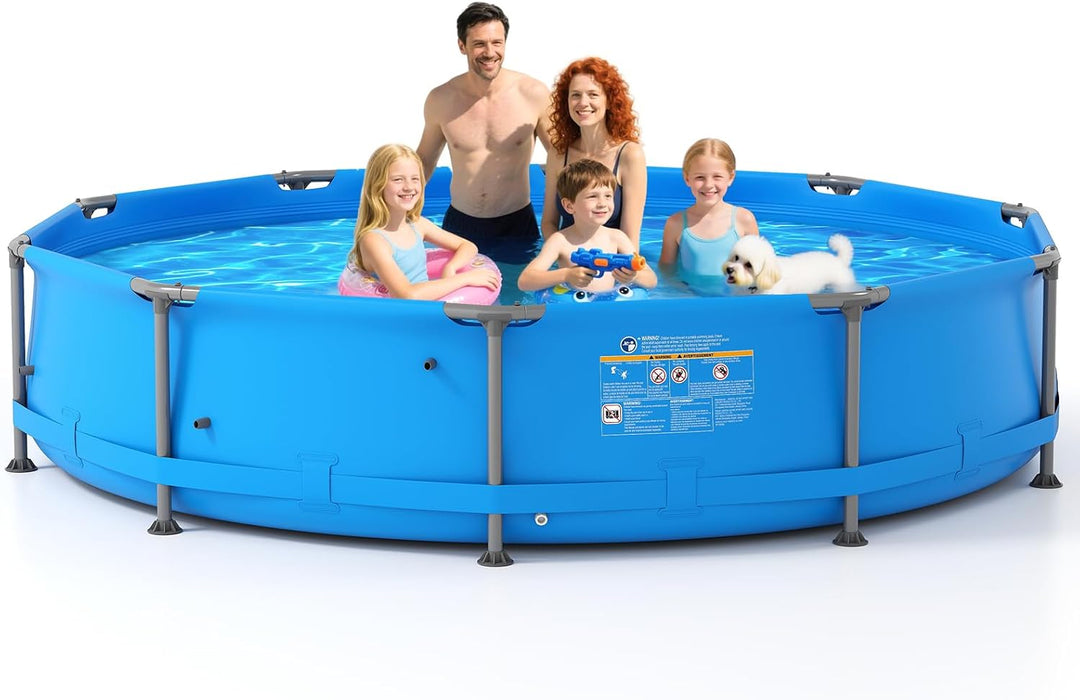 GYMAX Metal Frame Above Ground Swimming Pool
