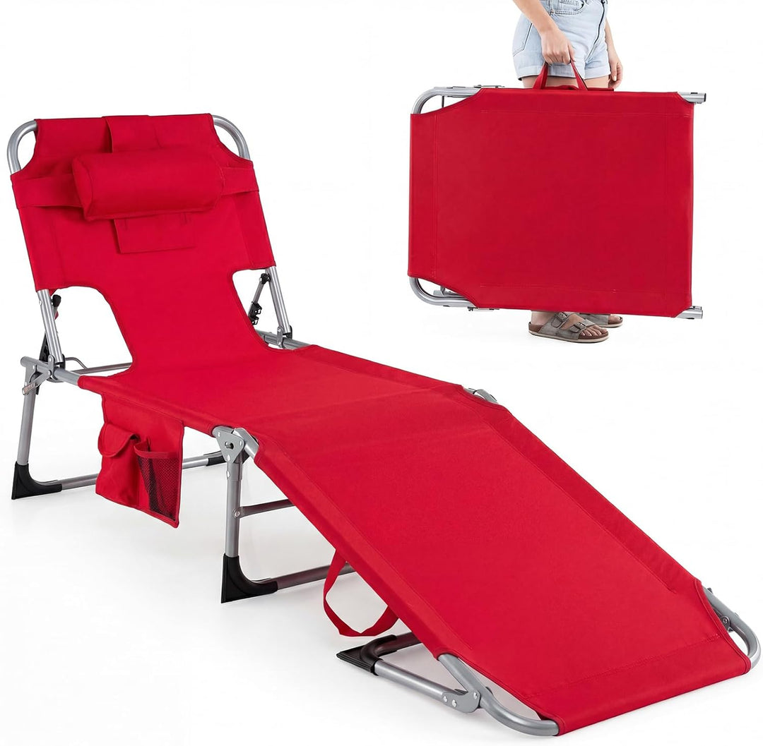 GYMAX Tanning Chair with Face Hole Sun Bathing Lounge Chairs（1/2）