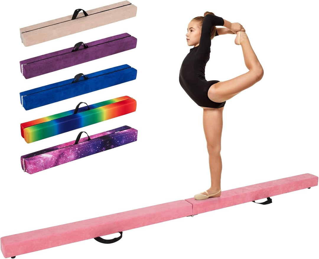 GYMAX 9 FT Folding Balance Beam Portable Foam Gymnastic Beam
