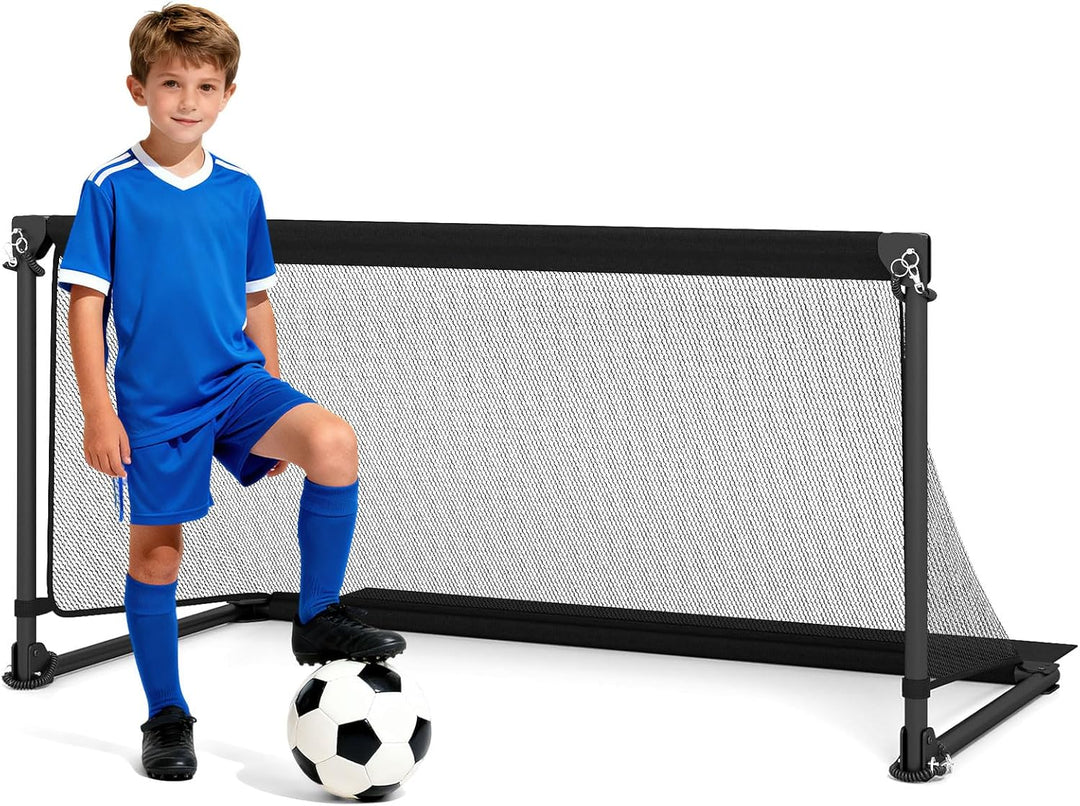 GYMAX Soccer Goal Foldable Portable Soccer Training Net with Metal Frame
