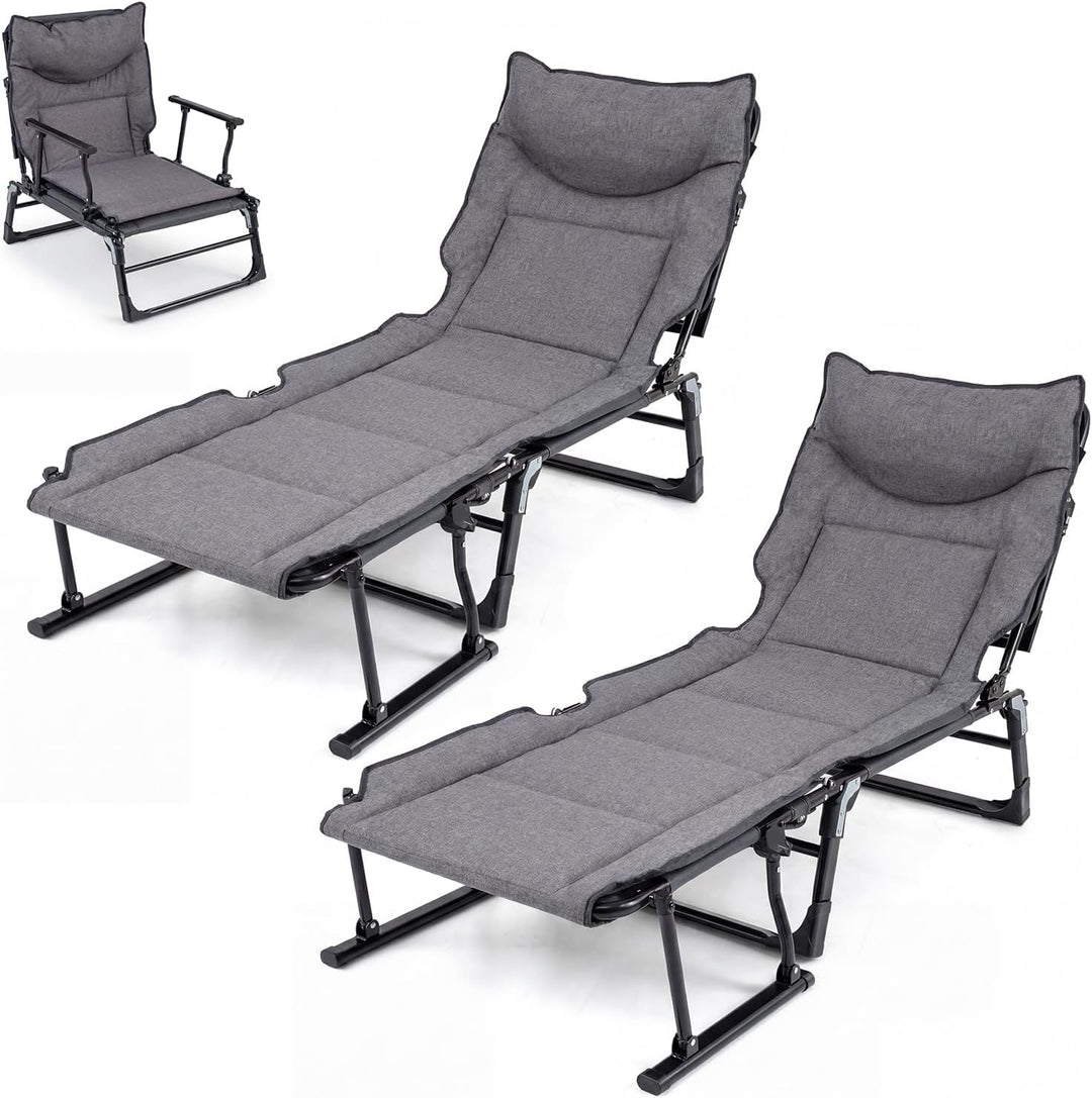 GYMAX 2 in 1 Convertible Lounge Chair Outdoor with 6 Level Adjustable (1/2)