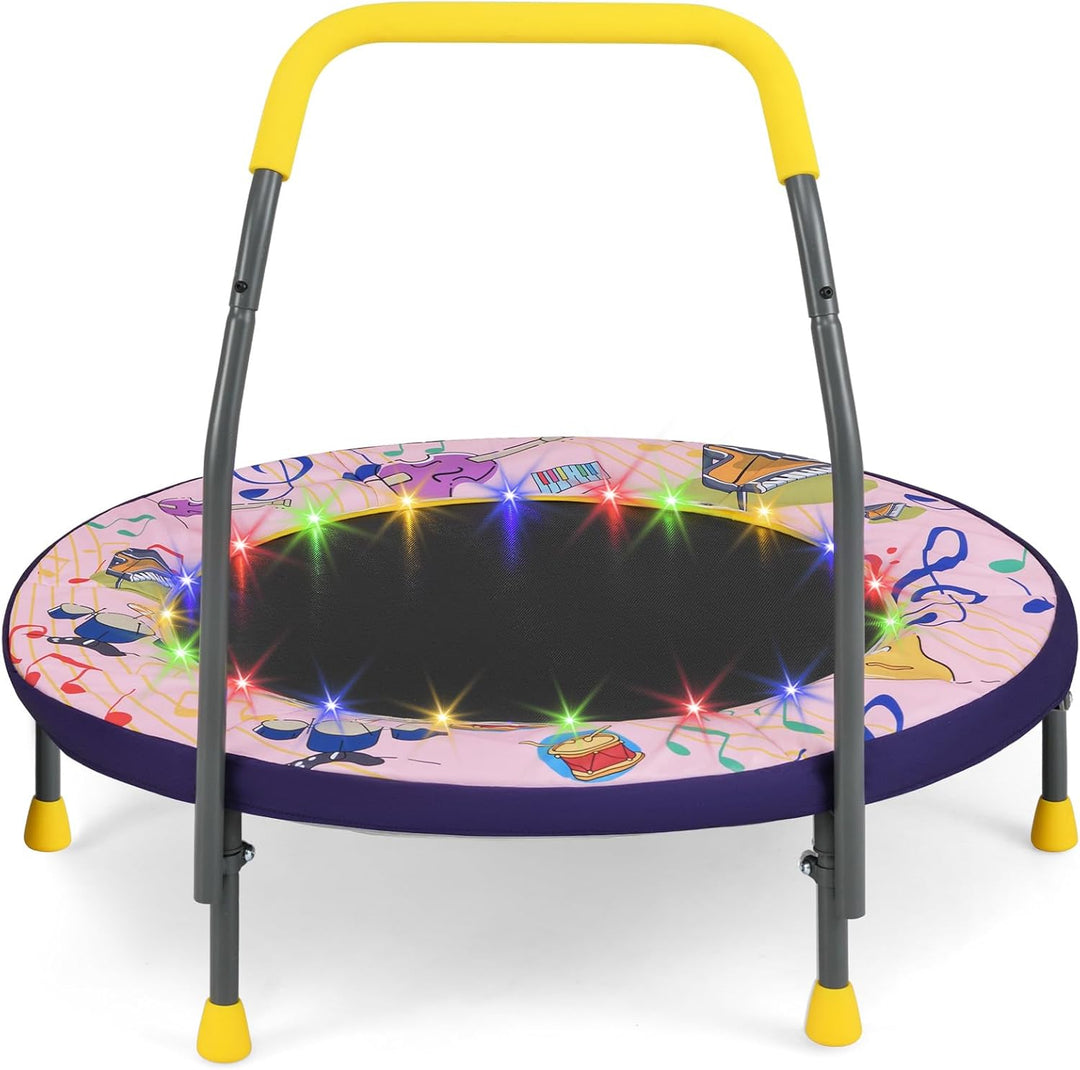 GYMAX 36" Toddler Trampoline with Lights Folding Springless ASTM Approved Small Kids