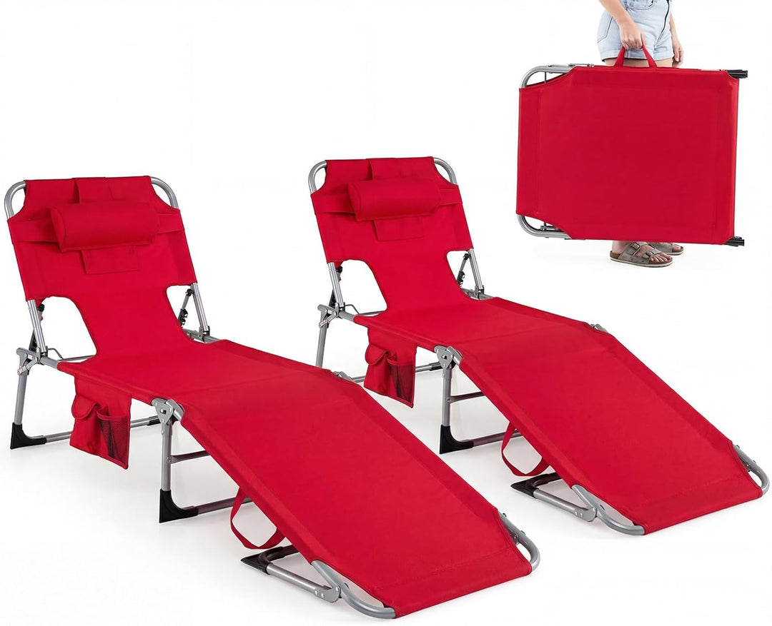 GYMAX Tanning Chair with Face Hole Sun Bathing Lounge Chairs（1/2）