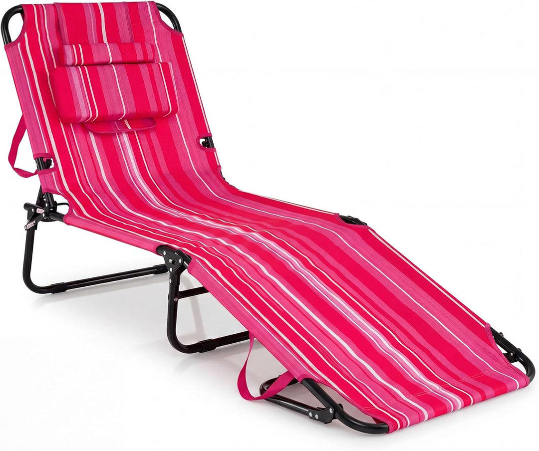 GYMAX Folding Lounge Chairs with Face Hole & Cover