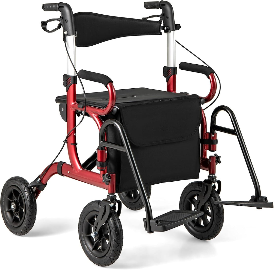 GYMAX Walkers for Seniors Folding Rolling Walker with 8" Wheel