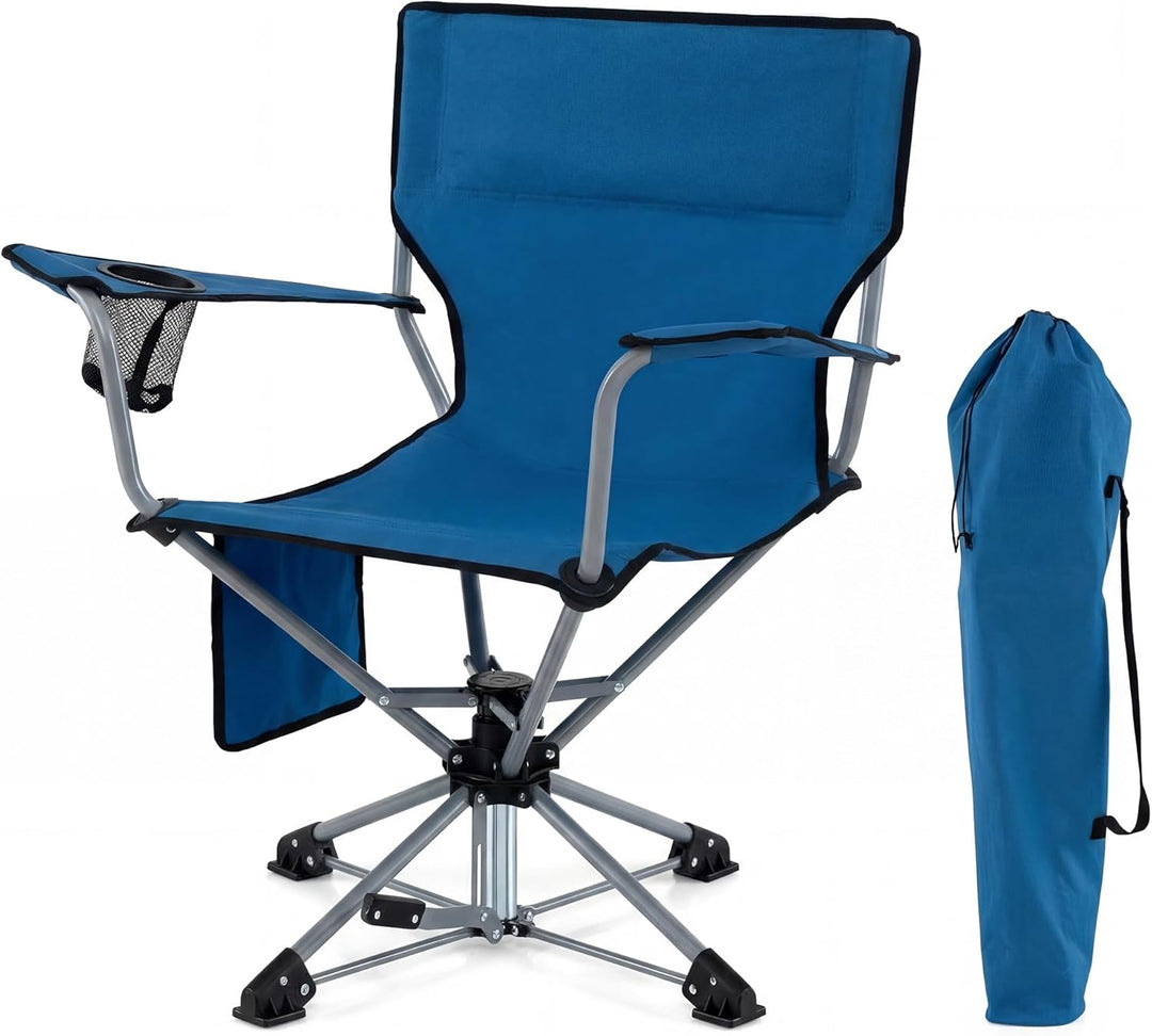 GYMAX 360° Swivel Hunting Chair | Folding Hunting Blind Chair w/Armrest (1/2)