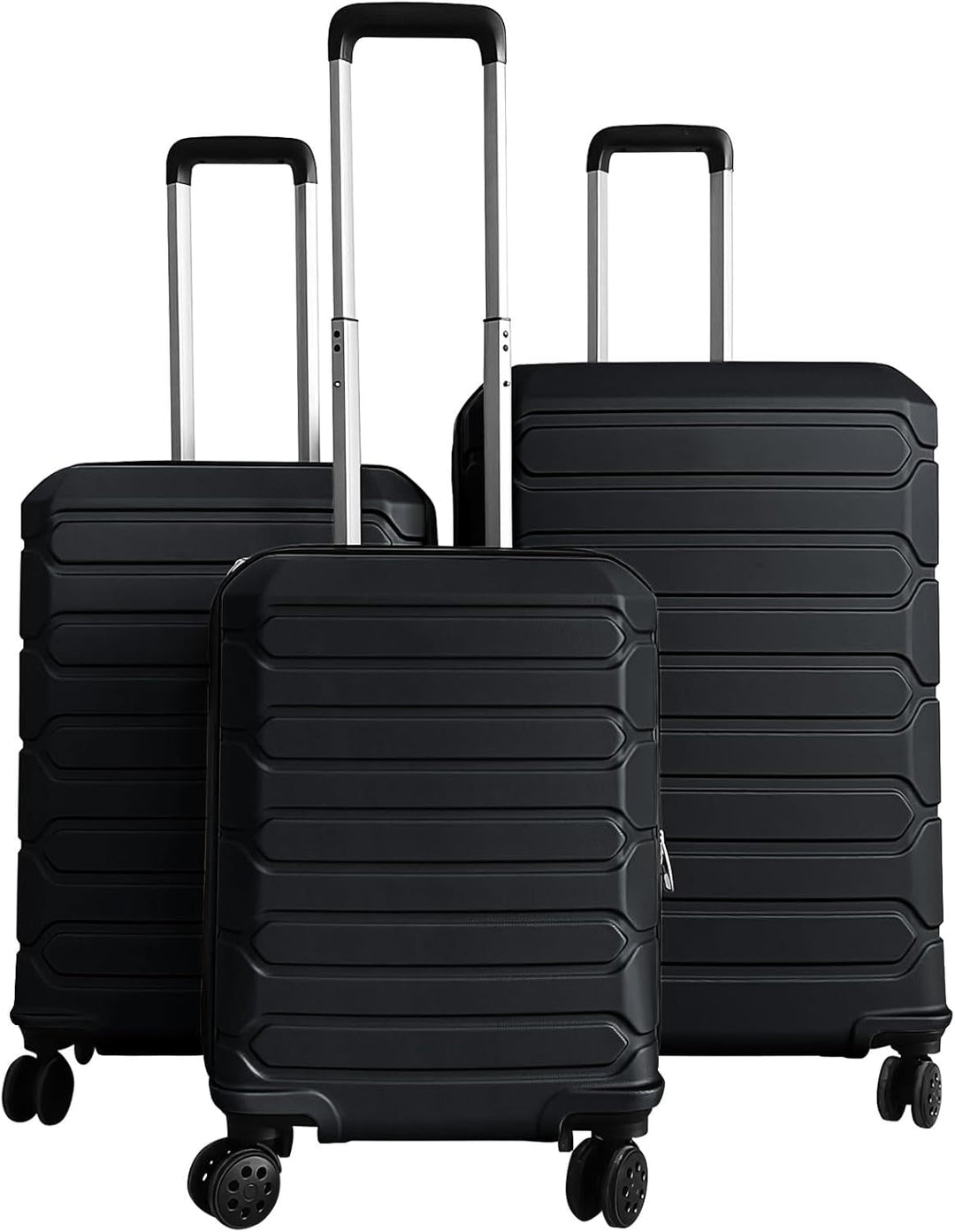 GYMAX 3-Piece Hardside Luggage Set Lightweight Hardside Suitcases with 8-Spinner Wheels