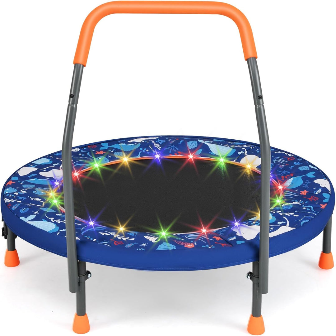 GYMAX 36" Toddler Trampoline with Lights Folding Springless ASTM Approved Small Kids