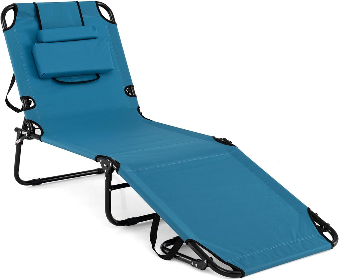 GYMAX Folding Lounge Chairs with Face Hole & Cover