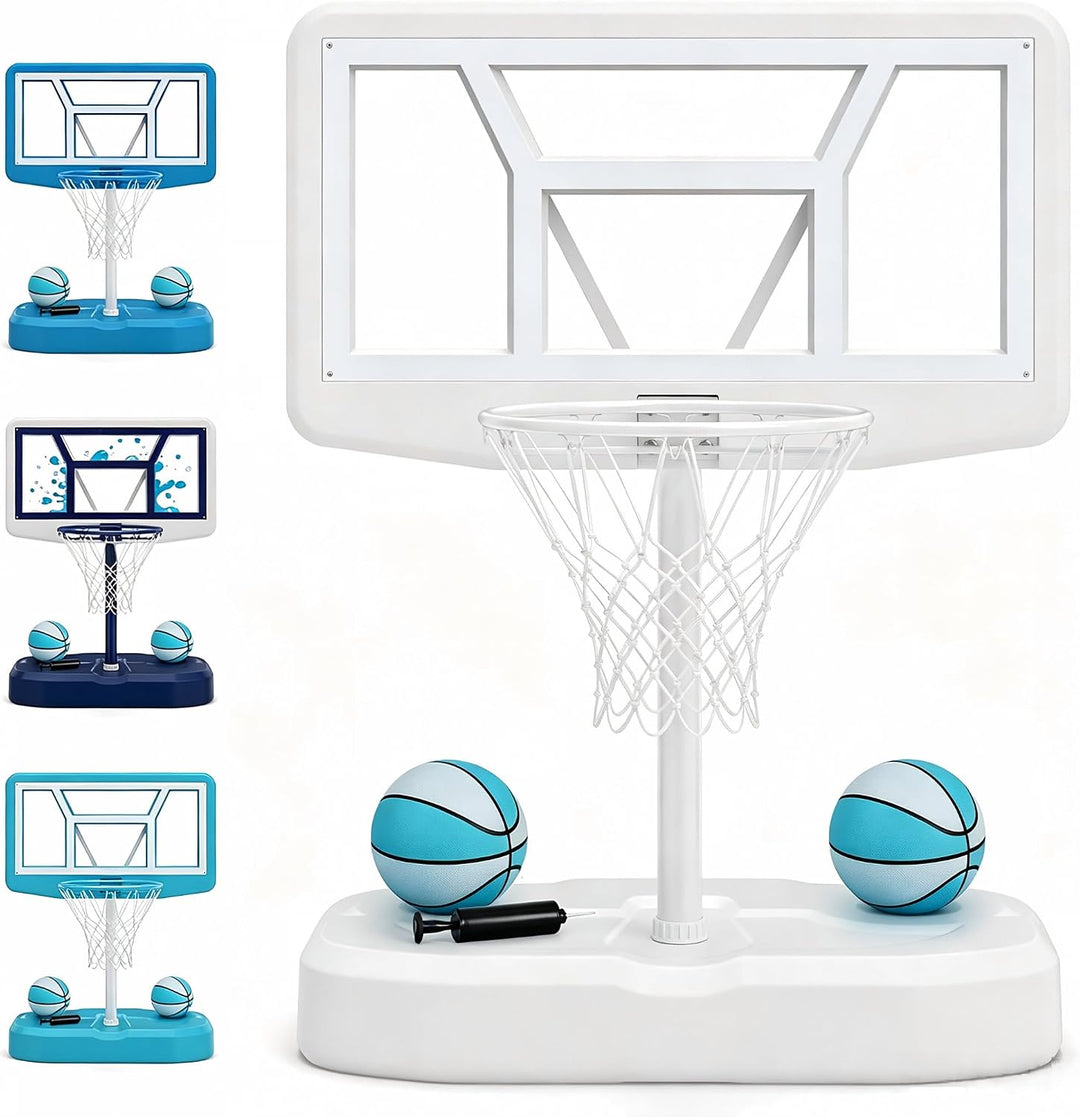 GYMAX Pool Basketball Hoop with 42" Large Backboard & 43" Base