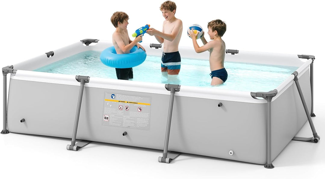 GYMAX Metal Frame Above Ground Swimming Pool