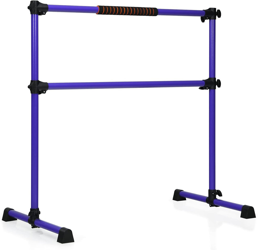 GYMAX Portable Ballet Barre, 4 Feet Folding Height Adjustable Ballet Bar with Anti-Skip Pad