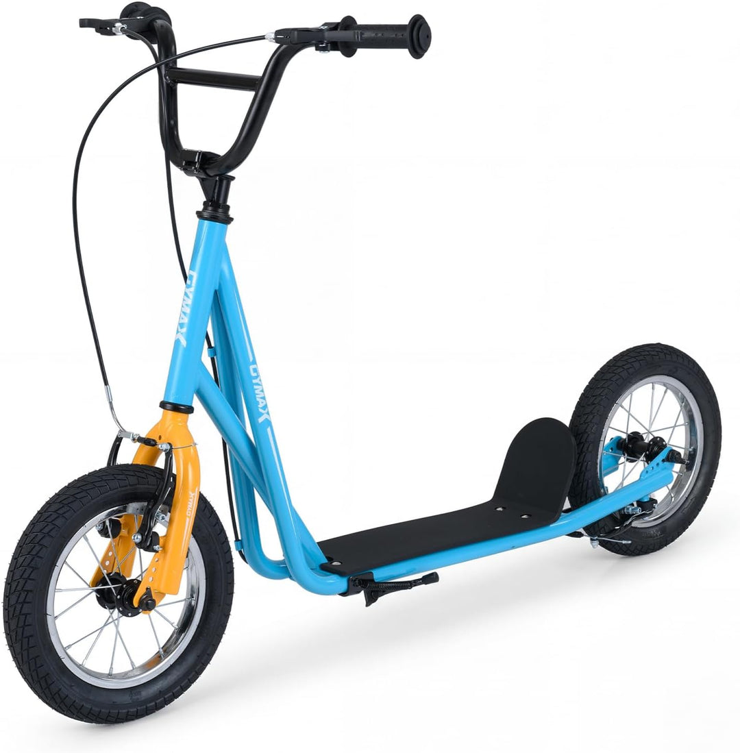 GYMAX Scooter, Kids & Adults Off-Road Scooter with 12" Inflatable Wheels, Adjustable Height Handlebar