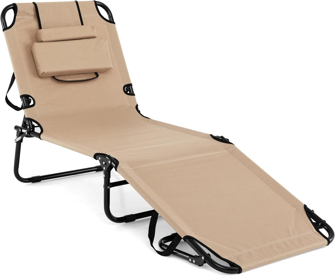GYMAX Folding Lounge Chairs with Face Hole & Cover