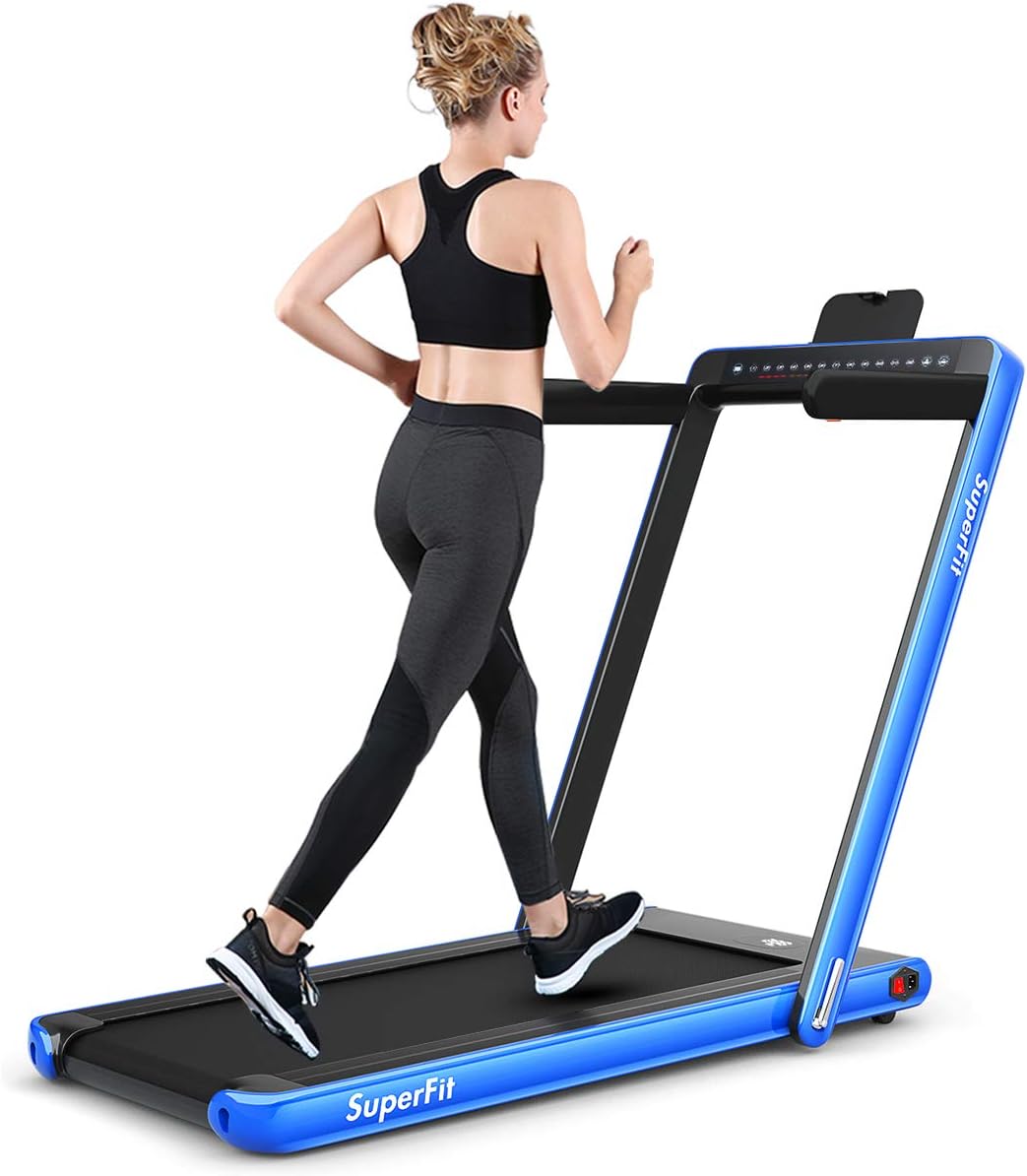 GYMAX Walking Pad, 2.25HP Dual Display Foldable Treadmill for Home with Remote/Smart App Control