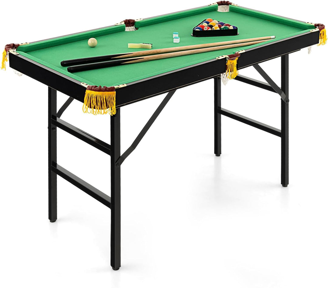 GYMAX Pool Table, 48’’ Foldable Billiard Tables with Balls
