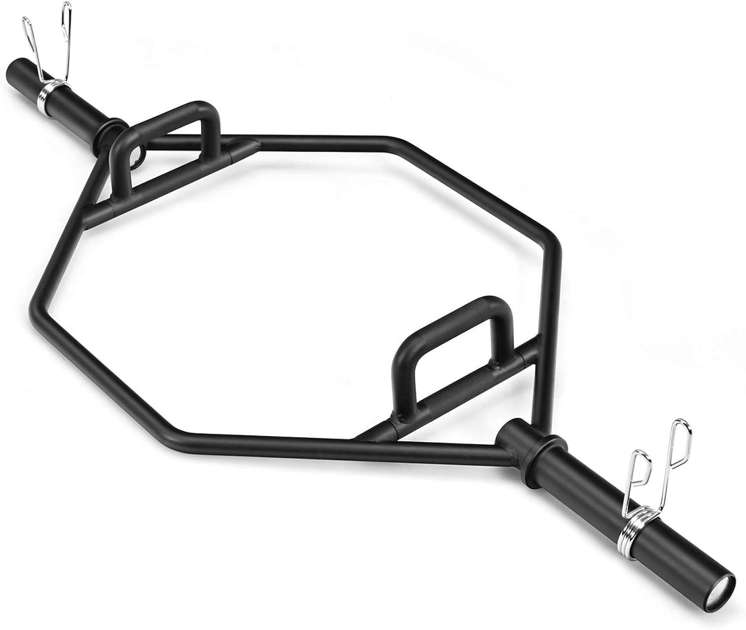 GYMAX Olympic Folding Trap Bar - 56" Chrome Hex Weight Lifting Bar for Squats
