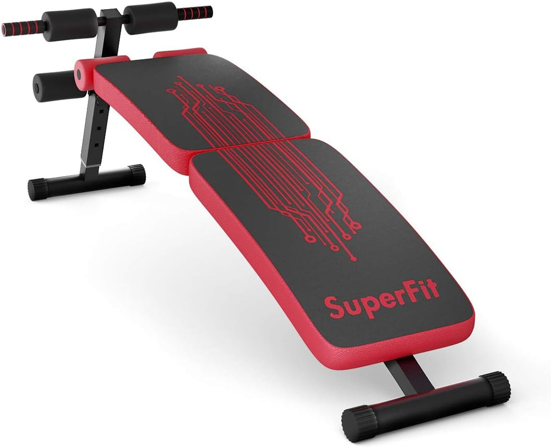 GYMAX Adjustable Sit up Bench, Folding Abdominal Training Slant Bench with Reserve Crunch Handle