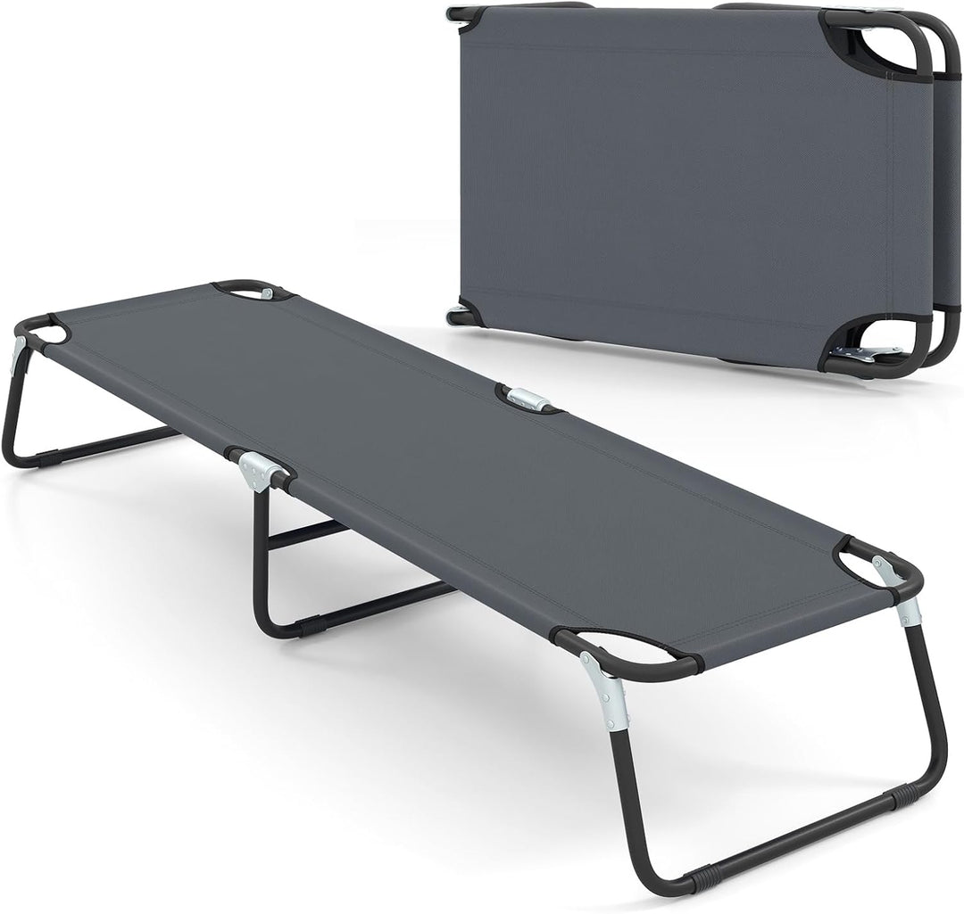 Gymax Folding Camping Cot, Portable Sleeping Cot Ultra Lightweight Heavy Duty Bed
