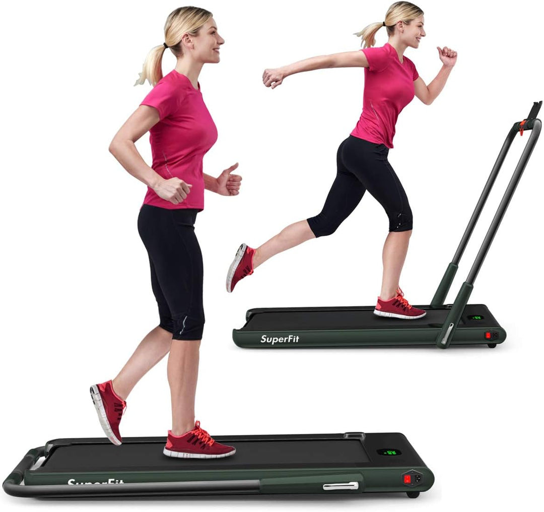 GYMAX Walking Pad, 2 in 1 Free Installation Under Desk Treadmill with Smart App, Remote Control & LED Display