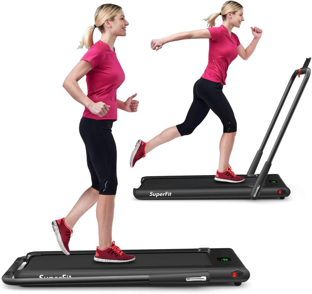 GYMAX Walking Pad, 2 in 1 Free Installation Under Desk Treadmill with Smart App, Remote Control & LED Display