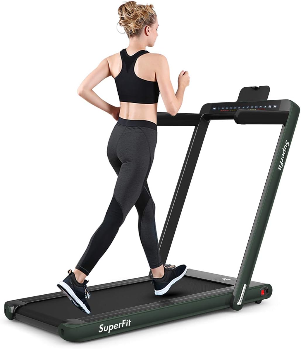GYMAX Walking Pad, 2.25HP Dual Display Foldable Treadmill for Home with Remote/Smart App Control