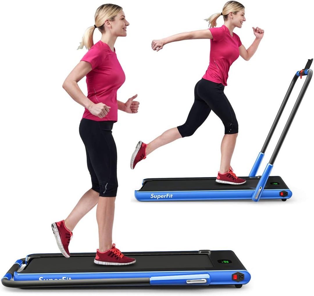 GYMAX Walking Pad, 2 in 1 Free Installation Under Desk Treadmill with Smart App, Remote Control & LED Display